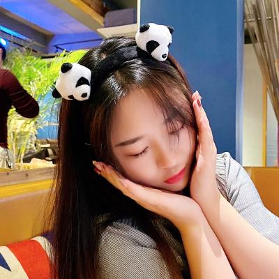 China Cartoon makeup spa plush panda hair accessories girl headband cute headwear all-match pressing hair animal headwear for sale