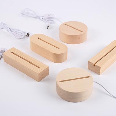 China Ideal Wood Base Crystal Lighted LED Night Light Lamp SS-004 Base Rectangle Wood LED Light Stand Pedestal Display Base for sale