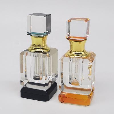 China Wholesale Clear Square Crystal Essential Oil Bottle Empty 3ml Personal Care Perfume Attar Glass Bottle For Sale for sale