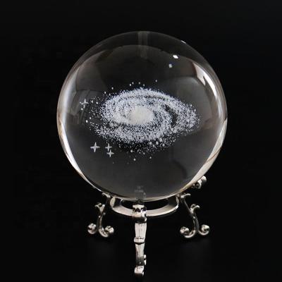 China Europe 3D Laser Engraved Galactic System Crystal Ball Astronomy 3D Planets Model Glass Sphere Ball For Home Decorations Gifts for sale