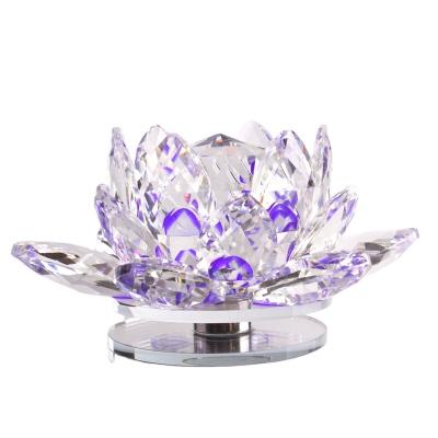 China Glass Lotusflower Crystal Lotus Flower For Home Decorations Rotating Purple Color Gifts Wholesale From China for sale