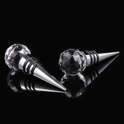 China Europe Customized Crystal Faceted Ball Wine Bottle Glass Mouth Cork Wine Bottle Stoppers for sale