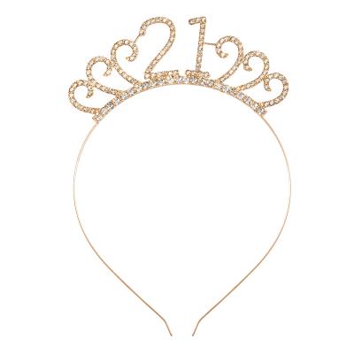 China FG086 Popular 21st Birthday Crown 21st Birthday Rhinestone Tiara For Happy 21st Birthday Decorations Hair Crown for sale