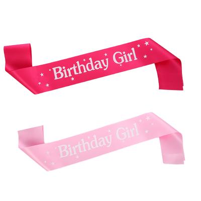 China Princess Eco-Friendly Materials Happy Birthday Girls Sash For Adults Red And Pink Girl Birthday Sash Blet for sale