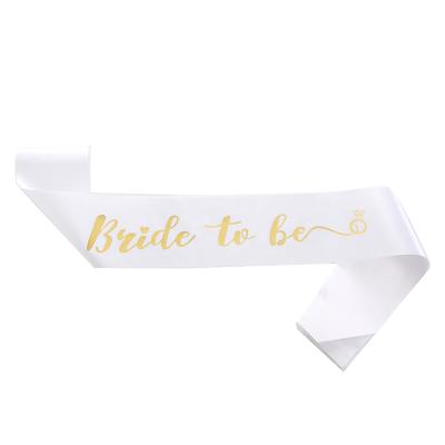 China Eco-Friendly Wedding Decoration Quality Materials White &Black Bride To Be Satin Diamond Ring Sash Accessory for sale