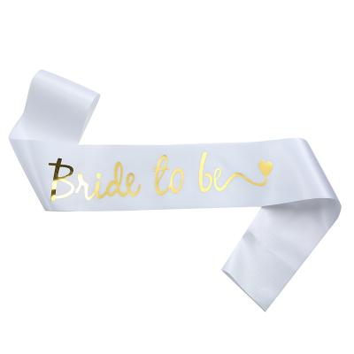 China Eco-Friendly Materials Wholesale Bride To Be Hot Stamping Gold Foil Metallic Letter Sash Rose Gold Wedding Bride Belt Party Sash Custom for sale