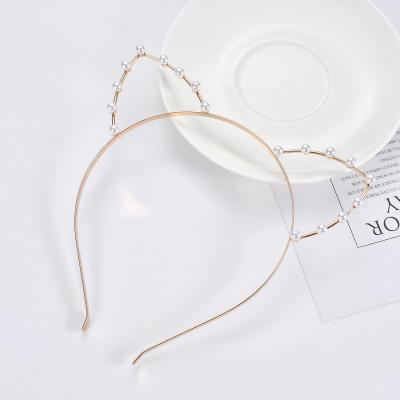 China FG043 Party Wear Main Wholesale Creative Cute Pearl Headband Cat Ears Pearl Headbands For Female 2020 for sale