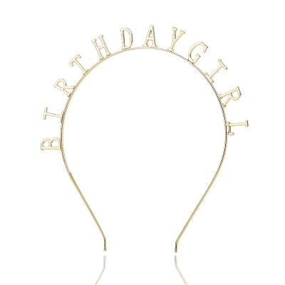 China Crown FG001 wholesales cheap band children's hair hot band children's birthday letter alloy sales headband accessories gift 6 colors gifts for sale