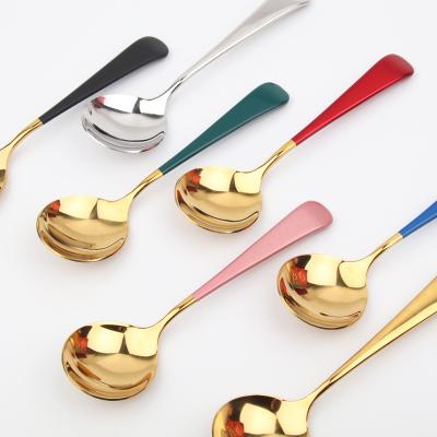 China Sustainable Korean Stainless Steel Honey Coffee Baby Dinner Spoons Cooking Set for sale