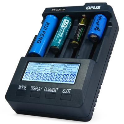 China Opus BT - C3100 V2.2 Digital 4 Slot LCD Display Smart Battery Charger Charger For Li-ion NiCd NiMh Batteries for sale