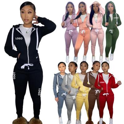 China LOGO Pants Two Piece Set New Women Custom Made Velvet Two Piece Set Two Piece Set Tracksuits for sale