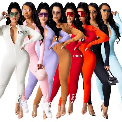 China Breathable Custom LOGO Sports Causal Bodycon Overalls Long Sleeve Overalls Women Overalls for sale