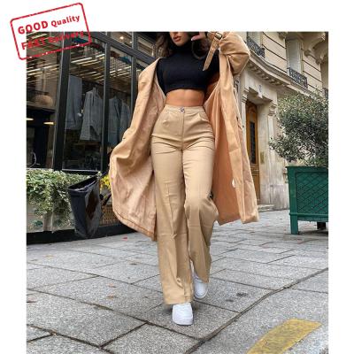 China GQ1505 2021 spring formal trousers breathable for ladies fashionable high waist joker trousers wide leg trousers for sale