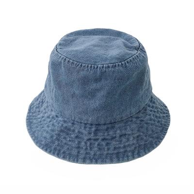 China Casual 2023 New Solid Color Bucket Hat Foldable Fisherman Hat Washed Denim Bucket Hats for sale