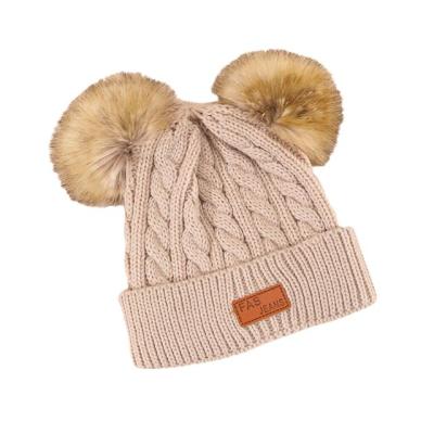 China COMMON Solid Color Keep Warm Unisex Crimping Child Beanie Hat Elasticity Autumn Winter Outdoor Pompom Hat Winter Cap for sale