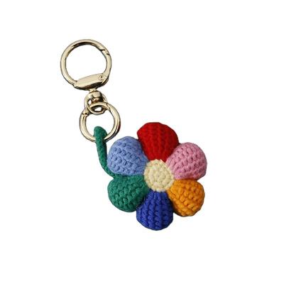 China Other Exquisite Hand - Woven Sunflower Pendant, Small Yarn Flower High End Crochet Woven Key Chain for sale