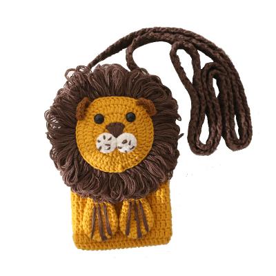 China The other lion hand - woven cross - body bag for girls wool crochet cell phone bag for sale