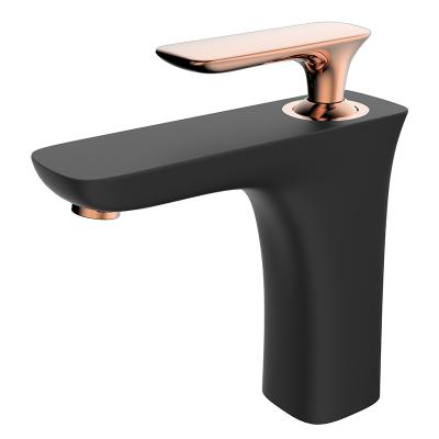 China New Modern Brass Matte Black Single Lever Metered Bathroom Vanity Sink Faucet Basin Mixer Taps HIMARK Faucets for sale