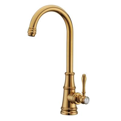 China HIMARK Kitchen Sink Faucets Mixer Taps Single Lever Thermostatic Deck Mounted Kitchen Faucet Antique Gold Solid Brass Faucet for sale