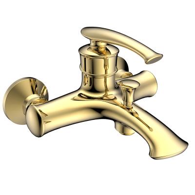 China Without Slide Bar PVD Gold Finish Brass Material Bath Shower Faucet for sale