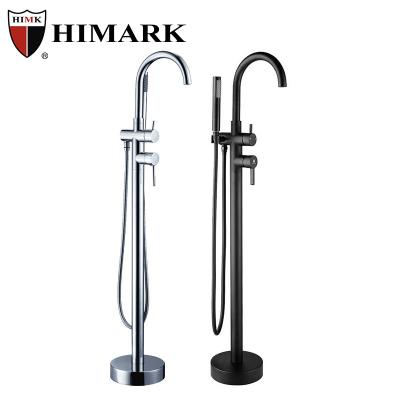 China Without Slide Bar HIMARK Bathroom High Quality Black Freestanding Tub Faucet With Hand Shower for sale