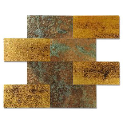 China Waterproof Good Prices Self Adhesive Metal Wall Tile Bathroom Mosaic Home Decor Aluminum Exterior Peel And Stick Tile for sale