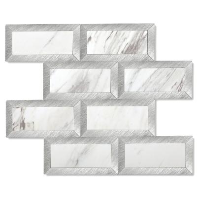 China PVC Waterproof Self Adhesive Blend Mosaic Peel And Stick Aluminum Tile For Kitchen Wall Backsplash Living Room Shower Project for sale