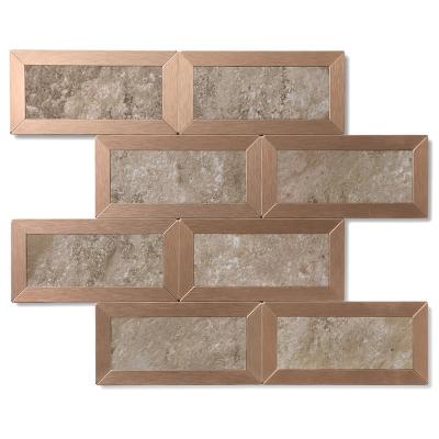 China Marble Back Stone Subway Waterproof Self Adhesive Aluminum Splatter Peel And Stick Aluminum PVC Tile Wall Tiles Stick On Mosaic Tile for sale