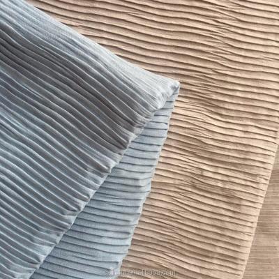 China Cheap Shrink-resistant 100% polyester dyed china plain crushed pleated fabric for hometextile for sale