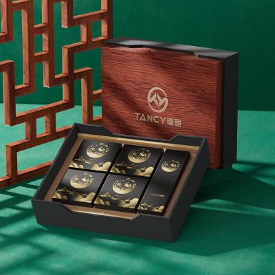 China Modern luxury mooncake food snack box wooden gift box storage food packaging box for sale