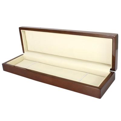 China Custom Wooden Popular Oblong Logo Gift Box Pen Necklace Case Watch Box for sale