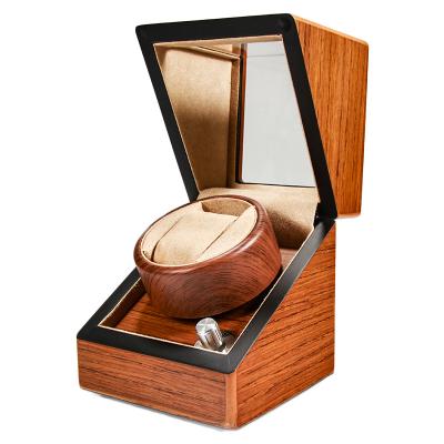 China High Quality 2 Slots Wooden Lacquer Wooden Electric Motor Watch Winder Silent Display Box For Watch for sale