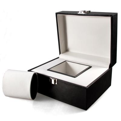 China Modern Watch Box Design Good Selling Black Leather Custom PU Logo Single Watch Box for sale