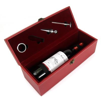 China China Fashional Gift Red Suit Case Custom Logo Leather Wine Box With Lock for sale