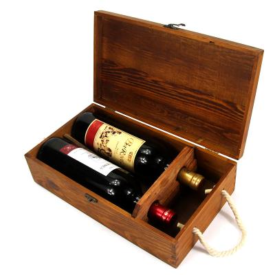 China Recyclable Custom Private Label 2 Slots Portable Vintage Wine Gift Box In Guangzhou Factory for sale