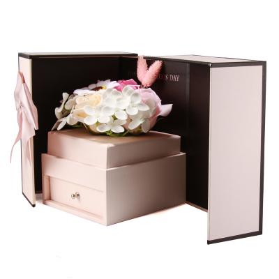 China Custom Recycled Materials Christmas Jewelry Box Drawer Valentine Paper Gift Flower Box for sale