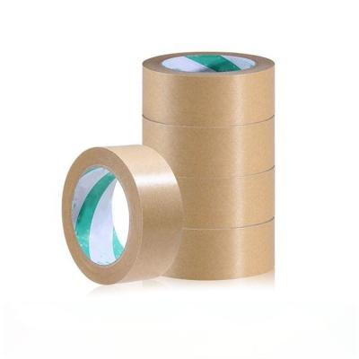 China Waterproof Super Strong Sticky Cardboard Box Sealing Paper Tape Roll Black Kraft Paper Reinforced Paper Tape Kraft for sale