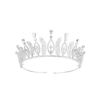 China Cunyan Trendy Platinum Plated Bridal Crown Headpiece Hair Accessories 24K Gold Plated Wedding Bridal Crown Hair Jewelry Zircon for sale