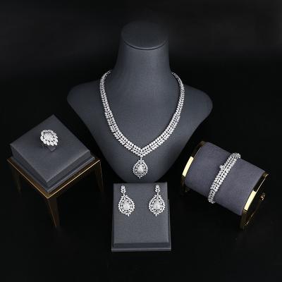 China Bridal Bracelet Ring Earrings And Necklace Set Dubai TRENDY Wedding Jewelry Set In Fashion Zirconia Jewelry Sets For Women for sale