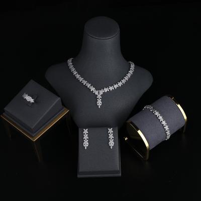 China CUNYAN FASHION Jewelry Sets Ring Earring Platinum Plated Bracelet And Necklace Sets Jewelry For Women Fine Zircon Jewelry Set Gift for sale