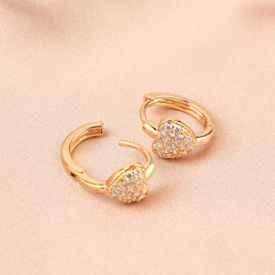 China FASHIONABLE Cute Vintage Huggies Heart Zircon Hoop Earrings Small Gold Circle Minimalist Statement Earrings Charm For Women Girls for sale