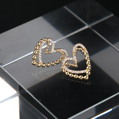 China Fashion TRENDY Wholesale Korean Earring For Women Gold Plated Zircon Heart Stud Earrings 2022 for sale