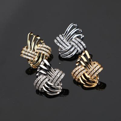 China Wholesale Mixed Lot FASHION Cavity Weave Earrings Women Fashion CZ Copper Zircon Gold Plated Earrings Studs for sale