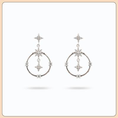 China Fashion 925 Sterling Silver CZ FASHION Zircon Earrings Hypoallergenic Jewelry Non Tarnish Silver Circle Dangle Earring for sale