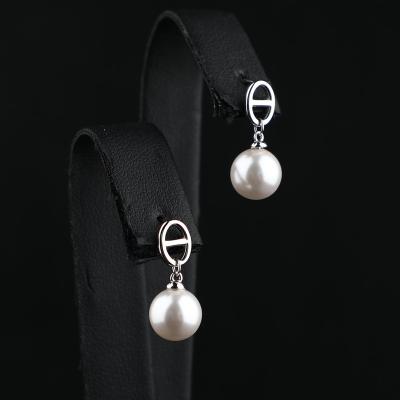 China Trendy Korean Fashion Trendy Pearl Dangle Earrings 925 Sterling Silver Hypoallergenic Ladies Women Pearl Earrings for sale