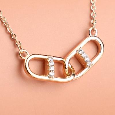 China FASHIONABLE Exquisite S925 Sterling Silver Necklace Women Valentine's Day 18k Gold Plated Pave Zircon Necklace for sale