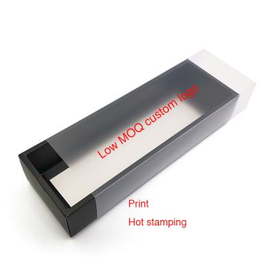 China Low MOQ Recyclable Wholesale Custom PVC Packaging Drawer Boxes With Logo For Underwear And Socks for sale