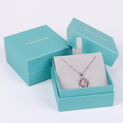 China High Quality Custom Luxury Wedding Gift Necklace Bracelet Ring Jewelry Box Packaging With Reused Blue Lid Small for sale