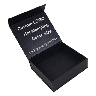 China Low MOQ Recyclable Customized Accept Logo Box Flip Cover Magnetic Black Paper Packaging Box Empty Gift Boxes Jewelry for sale