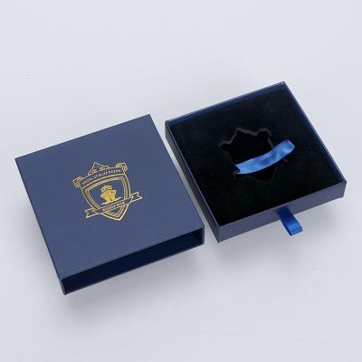 China Recycled Materials Navy Blue Nail Polish Personal Care Paper Packaging Boxes Slide Out Jewelry Drawer Gift Box For Cosmetics for sale